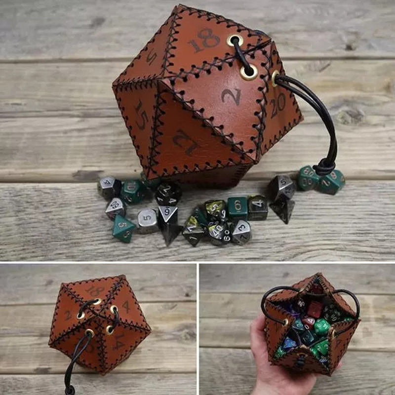 Leatherwork Ideas - Novo couro d20 saco de dados