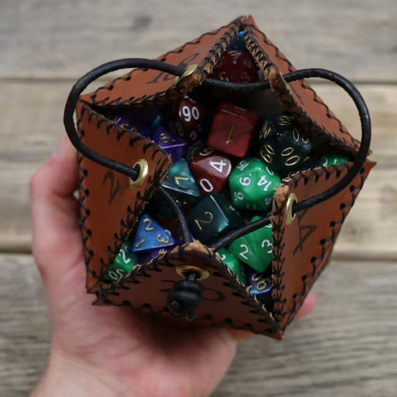 Novo couro d20 saco de dados p - Leatherwork Ideas avaliação e preço